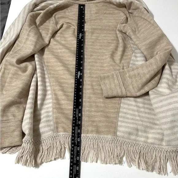 Saturday Sunday Taupe & Cream Cardigan with Fringe Size XS - Picture 5 of 8